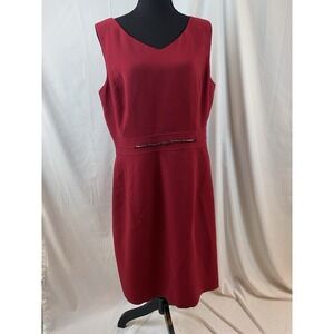 Tahari Arthur S Levine Women's Size 14 Red Lined Sheath Dress